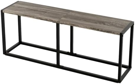 VINGLI Industrial Dining Bench for Dining Room, 47.2 Inch Gray Kitchen Table Bench Heavy-Duty Metal Frame, Dining Table Bench with Non-Slip Foot Pads for Entryway, Living Room & Small Spaces