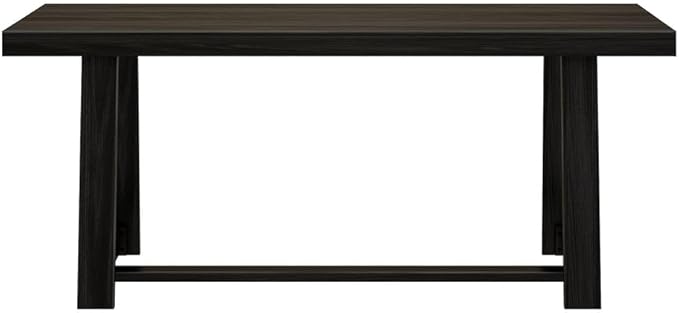 Plank+Beam 72 Inch Farmhouse Dining Table, Solid Wood Rustic Kitchen Table, Large Wooden Rectangular Dinner Table for Dining Room, Home Office, Living Room Furniture, Easy Assembly, Black Wirebrush