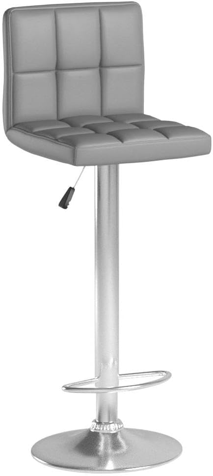 Homall Bar Stools Modern PU Leather Adjustable Swivel Barstools, Armless Hydraulic Kitchen Counter Bar Stool Extra Height Square Island Barstool with Back Set of 2 (Leather, Gray)