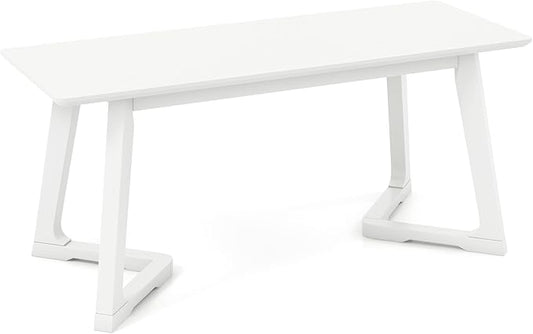 Giantex Entryway Bench, 42” Long Dining Bench with Rubber Wood Triangular Legs, 16” Wide Seat, 350 Lbs Capacity, Living Room, Bedroom, Hallway, Kitchen, White