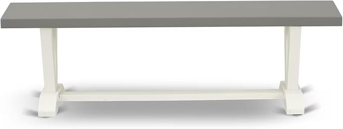 East West Furniture VB096 V-Style Mid Century Modern Dining Bench with Solid Wood Seat, 60x15x18 Inch, Multi-Color