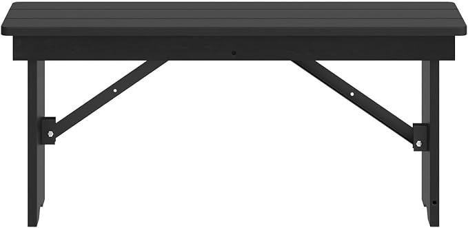 Flash Furniture Hercules Commercial Farmhouse Folding Bench, Antique Solid Pine Entryway Bench, Foldable Locking Legs, 40" x 12", Black Wash