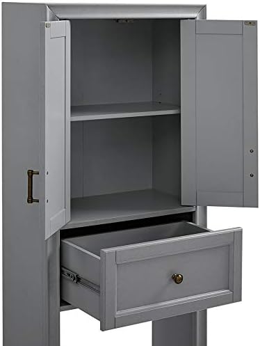 Crosley Furniture Tara Over The Toilet Storage Cabinet and Bathroom Organizer with a Drawer and Shelves, Vintage Gray