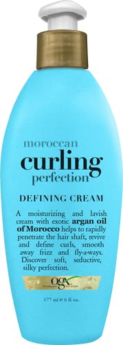 OGX Argan Oil of Morocco Curl-Defining Styling Cream,Anti-Frizz Curl Cream for Curly Hair&All Textures,Cold-Pressed Argan Oil,Paraben-Free,Sulfate-Free Surfactants,Curly Hair Products,6 oz,(Pack of 2)