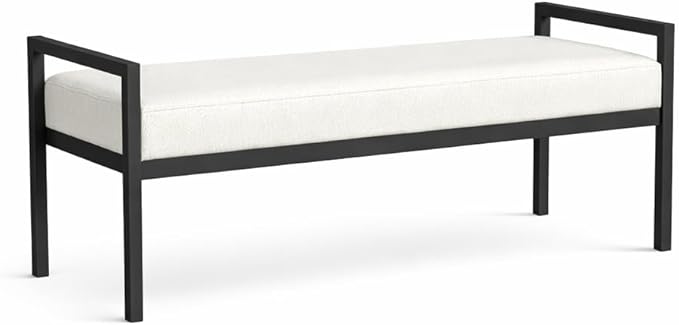 HomePop Modern Metal Bench|Bench for Living Room & Bedroom | Decorative Home Furniture - Cream Boucle