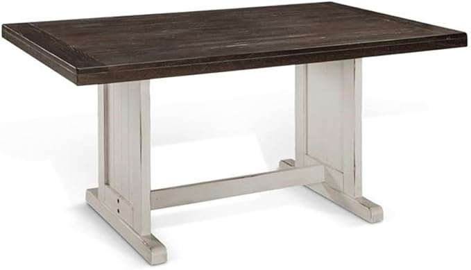 Pemberly Row Wood Breakfast Nook Set, Off White and Dark Brown Finish, Mahogany Base, Hidden Storage Benches, Reversible Design, Two-Toned European Cottage Style Dining Set for Small Spaces