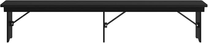 Flash Furniture Hercules Commercial Farmhouse Folding Bench, Antique Solid Pine Entryway Bench, Foldable Locking Legs, 8' x 12", Black Wash