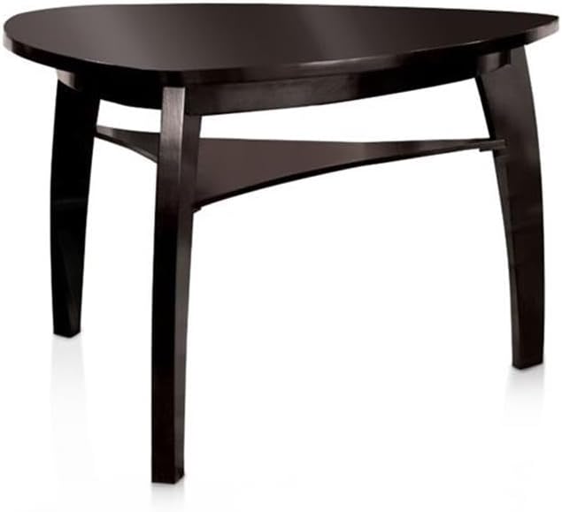 BOWERY HILL 6 Piece Counter Height Dining Set, Solid Wood and Faux Leather, Black Finish, Includes Triangular Table, Swivel Chairs, Dining Bench, Open Shelf, Contemporary Style for Modern Dining Room