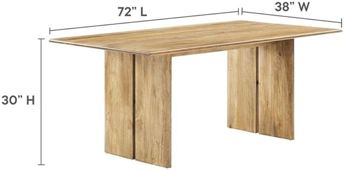 Modway Amistad 72" Solid Wood Modern Farmhouse Rectangular Dining Table and Bench Set in Oak
