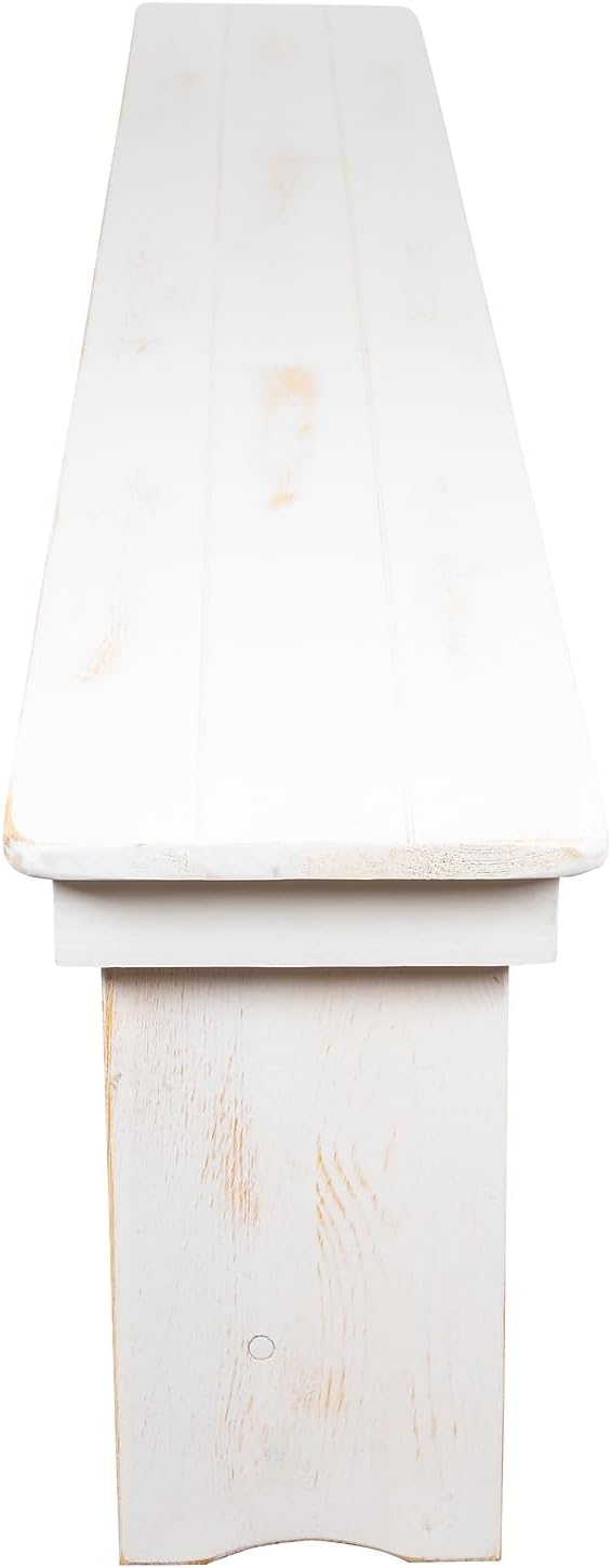 Flash Furniture HERCULES Series 40" x 12" Antique Rustic White Solid Pine Folding Farm Bench