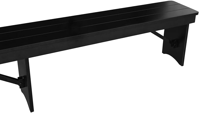 Flash Furniture Hercules Commercial Farmhouse Folding Bench, Antique Solid Pine Entryway Bench, Foldable Locking Legs, 8' x 12", Black Wash