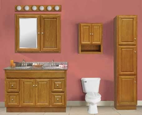 Economy Golden Oak Raised Panel Bathroom Wall Cabinet