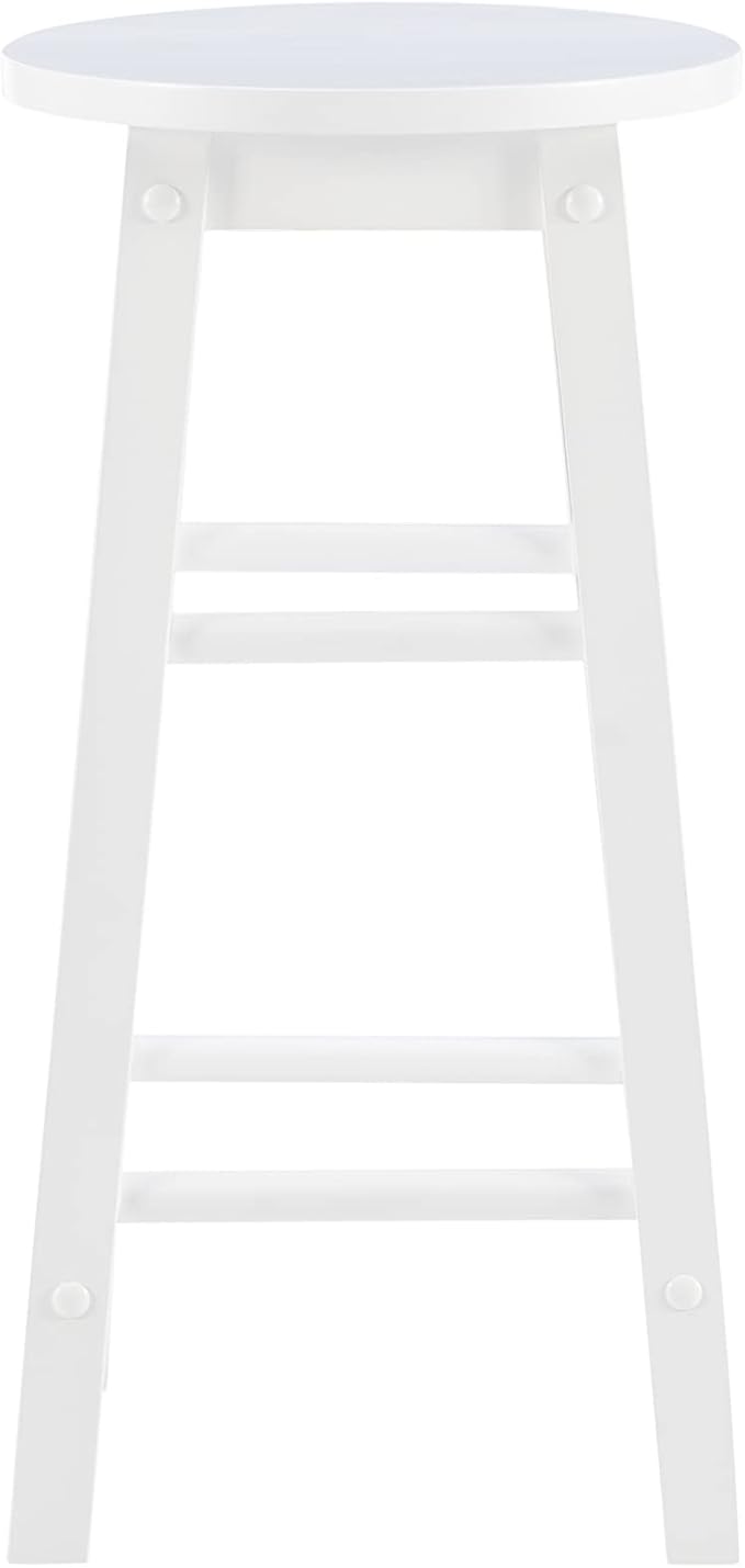 Linon Zeke White 24" Counter Stool with Round Seat