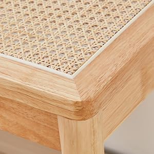 40" Wooden Dining Bench with Hand Woven Rattan Seat,Solid Wood Bench for Entryway,Living Room,Kitchen and Bedroom（Nature Wood，18" H