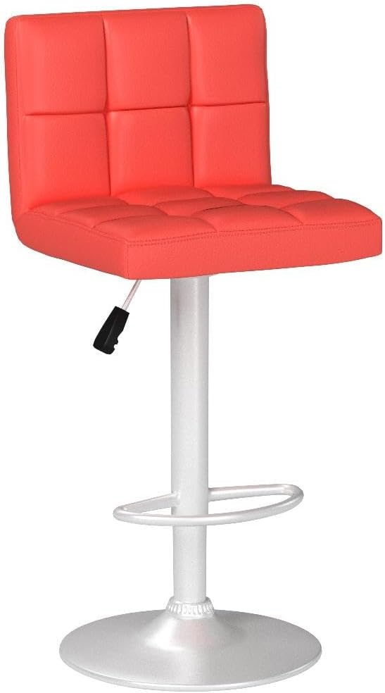 Furmax Bar Stools Modern Pu Leather Swivel Adjustable Hydraulic Bar Stool Square Counter Height Stool Set of 2 (Red)