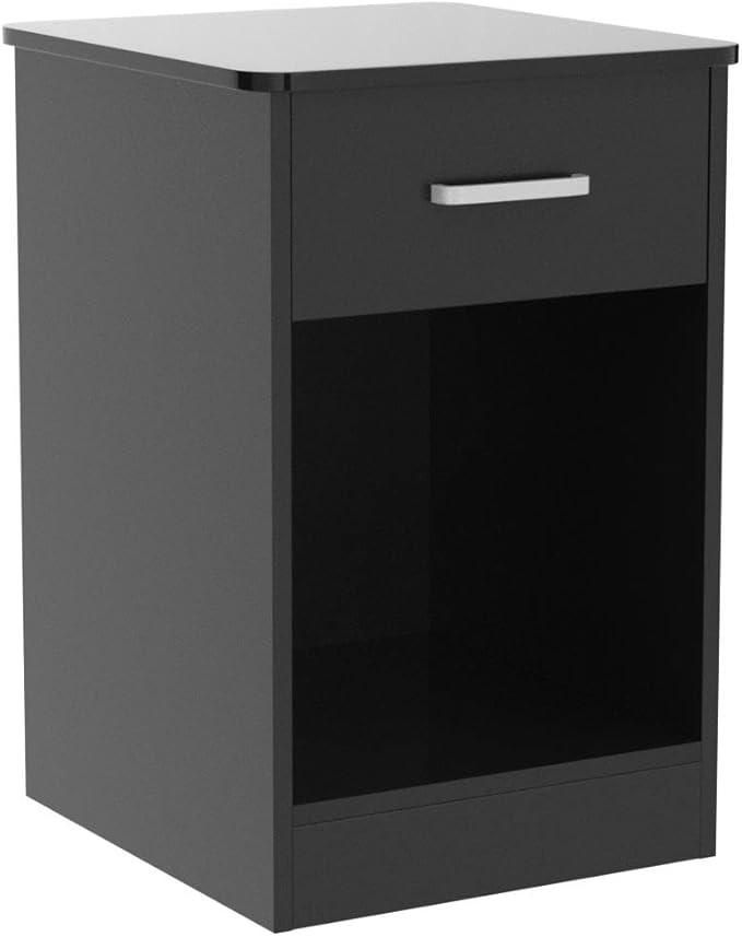 FOTOSOK Nightstand Set of 2, 2-Tier Side Table with Drawer and Storage Shelf, Bedside Table End Table, Modern Night Stand for Bedroom, Home Office,Black