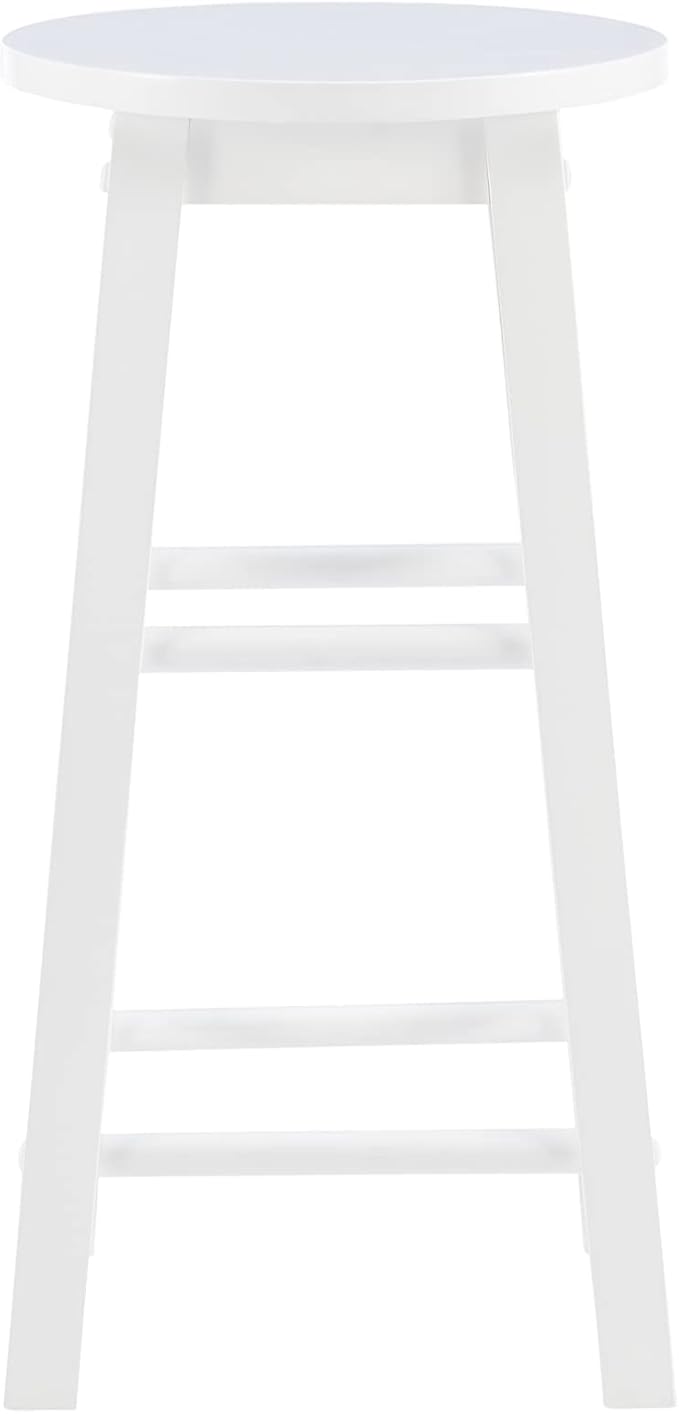 Linon Zeke White 24" Counter Stool with Round Seat