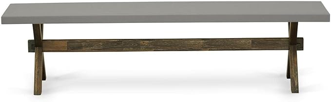 East West Furniture XB796 X-Style Modern Dining Bench with Wood Seat, 60x15x18 Inch, Multi-Color