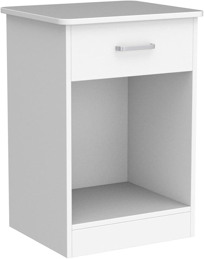 FOTOSOK Nightstand Set of 2, White Nightstand with Drawer and Storage Shelf, Bedside Table End Table, Modern Night Stand for Bedroom, Home Office,White