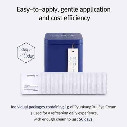 Pyunkang Yul PKY Eye Cream - Deep Nourishing Eye Moisturizer Cream, Healthy Ingredients from Shea Butter, Saponin, Isoflavonoid for Vitality, Elasticity, Stocking Filler -1Day for 1Pack x 50pcs