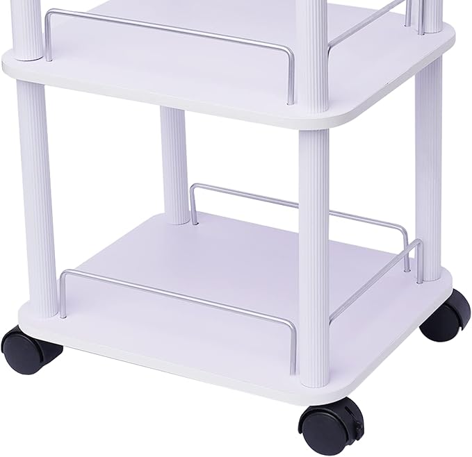 3 Tier Beauty Salon Trolley Cart Pedestal Rolling Cart Spa Stand Roller Trolley with Wheel Beauty Instrument Tray Rolling Cart Home Kitchen Dining Room Living Room Bathroom Bedroom