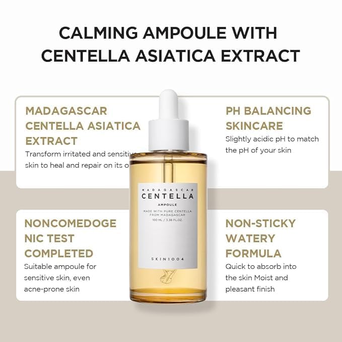 SKIN1004 Madagascar Centella Ampoule 1.01 fl.oz, 30ml, Korean Face Serum with Centella Asiatica for Hydrating and Moisturizing Care, Soothing Facial Serum for Skin Balance and Glow, Korean Skin Care