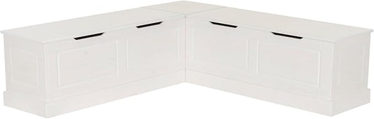 Linon Harris White Solid Pine Backless Nook with Interior Storage