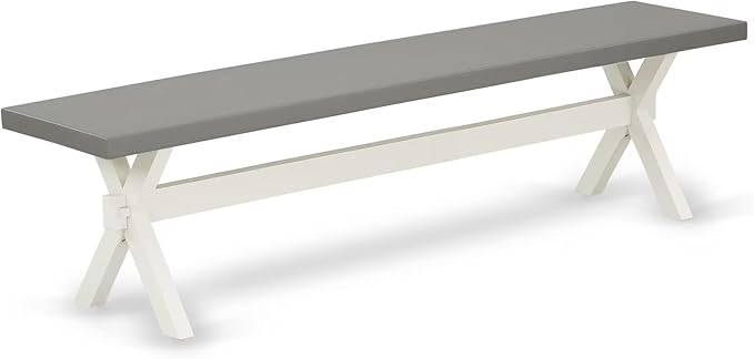 East West Furniture XB097 X-Style Mid Century Modern Dining Bench with Solid Wood Seat, 72x15x18 Inch, Multi-Color