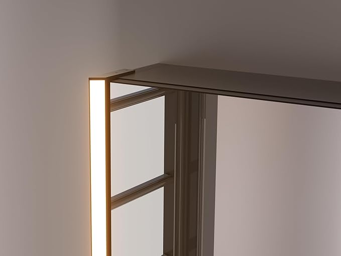 30 x 23-1/4 Inch LED Medicine Cabinet Lighted Bathroom Mirror, Defogger, Stepless Dimmable, 3000K/5500K Color Temperature Wall Mounted, Adjustable Shelf, Black