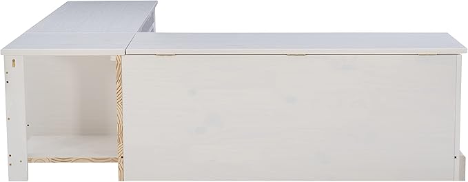 Linon Harris White Solid Pine Backless Nook with Interior Storage