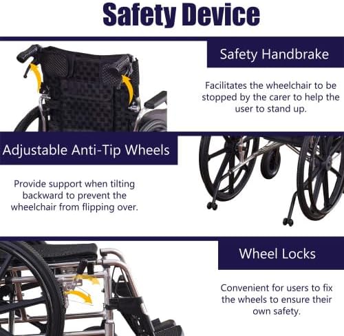 Lightweight Aluminum Alloy Transport Wheelchair for Adults - 20" Wide Seat with Front/Rear Locking Brakes, 24" Quick-Release Wheels, Foldable Design, 350 lbs Capacity (Bright Silver)
