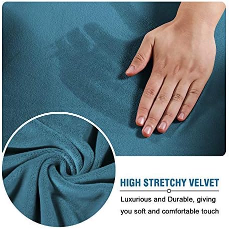 H.VERSAILTEX Real Velvet Plush 1 Piece Form Fit Stretch Rectangle Folding Storage Covers Ottoman Slipcovers Removable Footstool Protect Footrest Covers Elastic Bottom Washable(X-Large, Peacock Blue)