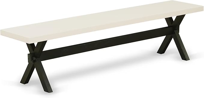 East West Furniture XB627 X-Style Modern Kitchen Bench with Wooden Seat, 72x15x18 Inch, Multi-Color