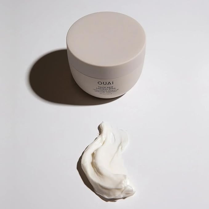 OUAI Thick Hair Mask - Deep Conditioning Hair Mask with Almond Oil, Olive Oil, & Hydrolyzed Keratin to Restore Damaged Strands - Phthalate & Paraben Free (8 fl oz)