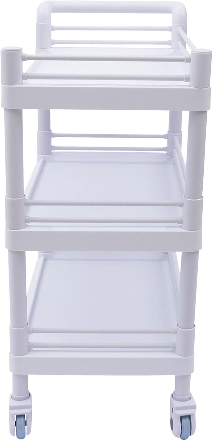 3 Tier Rolling Medical Storage Shelves Rack with Wheels - Beauty Salon SPA Medical Rolling Cart with 360 Silent Swivel Wheels