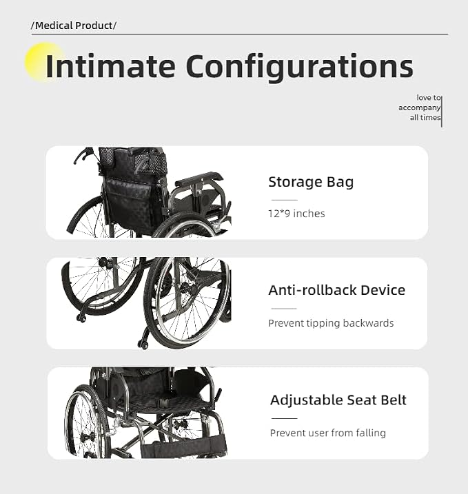 Lightweight Foldable Wheelchair for Adults - Aluminum Frame with Square Tube Design, 18" Seat & 22" PU Wheels, Front/Rear Locking Brakes, Nanometer Grey