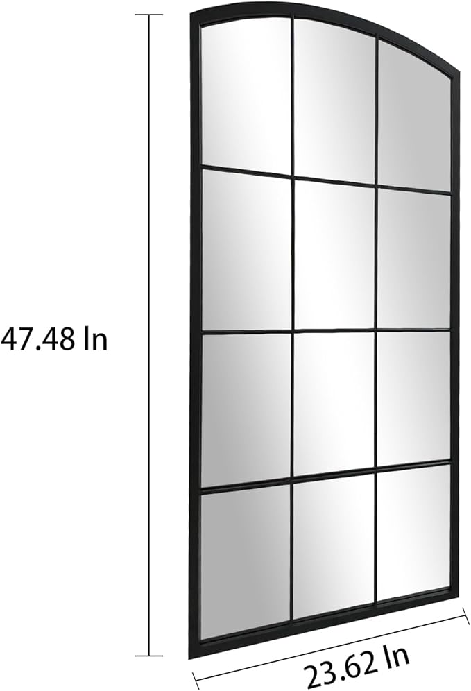 WAMIRRO Tall Window Pane Mirror,Farmhouse Arched Wall Mirror,Full-Length Mirrors for Fireplace/Entryway/Hallway/Living Room24 X48