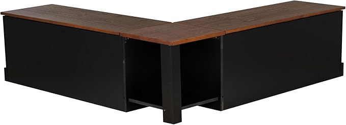 Linon Harris Black and Walnut Backless Kitchen Dining Nook with Hidden Storage Bench Space