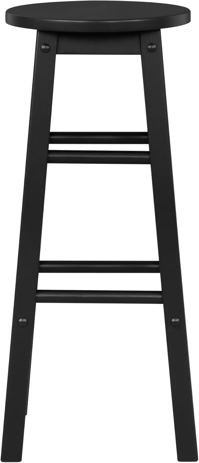 Linon Zeke Black Solid Wood Backless Round Barstool with 29 inch Seat Height