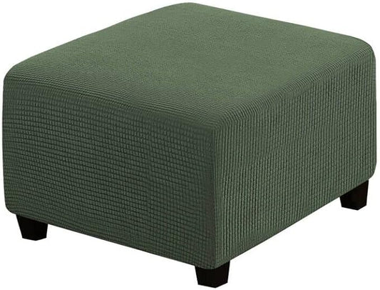 H.VERSAILTEX Square Ottoman Covers Ottoman Slipcovers Folding Storage Stool Furniture Protector Form Fit with Elastic Bottom, Stretch High Spandex Small Checks Jacquard Fabric(Large,Bronze Green)