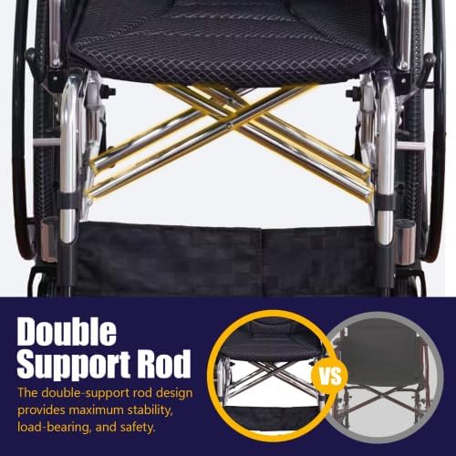 Lightweight Aluminum Alloy Transport Wheelchair for Adults - 20" Wide Seat with Front/Rear Locking Brakes, 24" Quick-Release Wheels, Foldable Design, 350 lbs Capacity (Bright Silver)