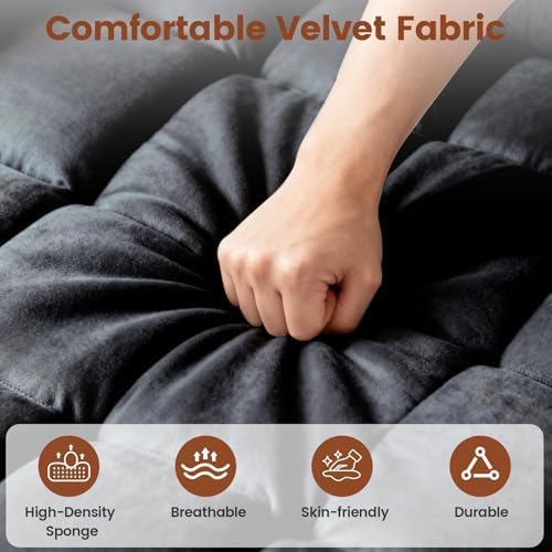 Sleeper Chair, Convertible Pull Out Chair Sleeper with Bracket and Cup Holder, Chairs Bed Sleepers with USB Ports for Adults, 3 in 1 Single Sofa Bed for Small Spaces, Living Room, Black