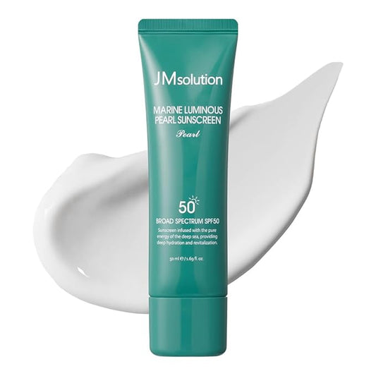 JMsolution Korean Sunscreen SPF50+ PA++++ for Face | Hydrating Glow Sunscreen | No White Cast, Lightweight, Non-Greasy | Marine Pearl UV Cream(1.69 fl.oz)