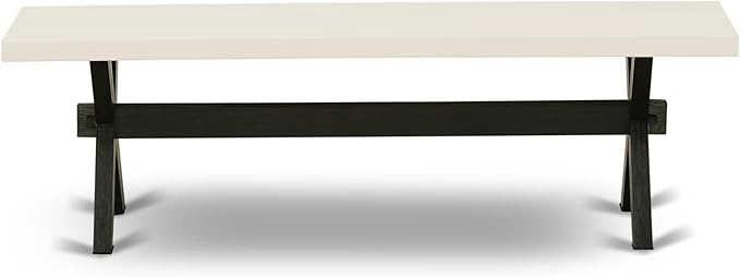 East West Furniture XB626 X-Style Modern Dining Table Bench with Wood Seat, 60x15x18 Inch, Multi-Color