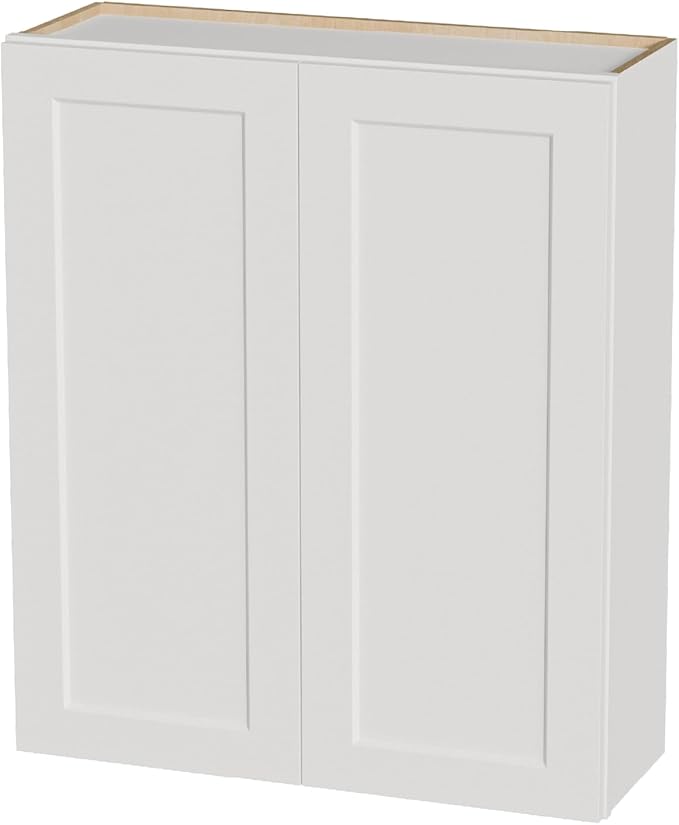 Kisart Laundry Room Cabinets Wall Mounted with Doors & Shelves, Solid Wood RTA Medicine Storage Cabinet, 36" Wx42 Hx12 D Inch White Shaker Hanging Cupboard, Space-Saving for Kitchen, Bathroom, Garage
