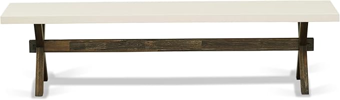 East West Furniture XB727 X-Style Modern Dining Bench with Solid Wood Seat, 72x15x18 Inch, Multi-Color