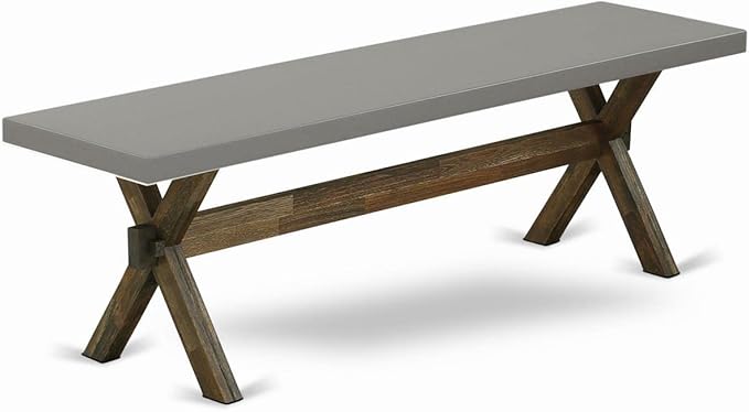 East West Furniture XB796 X-Style Modern Dining Bench with Wood Seat, 60x15x18 Inch, Multi-Color