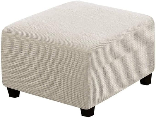 H.VERSAILTEX Square Ottoman Covers Ottoman Slipcovers Folding Storage Stool Furniture Protector Form Fit with Elastic Bottom, Stretch High Spandex Small Checks Jacquard Fabric(Large,Island Fossi)