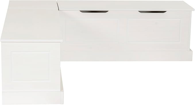 Linon Harris White Solid Pine Backless Nook with Interior Storage