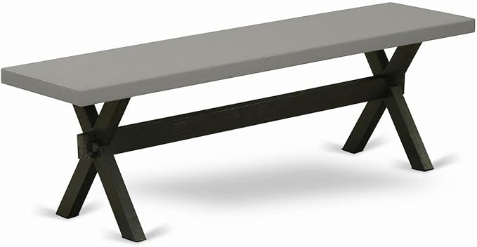 East West Furniture XB696 X-Style Modern Dining Room Bench with Wood Seat, 60x15x18 Inch, Multi-Color